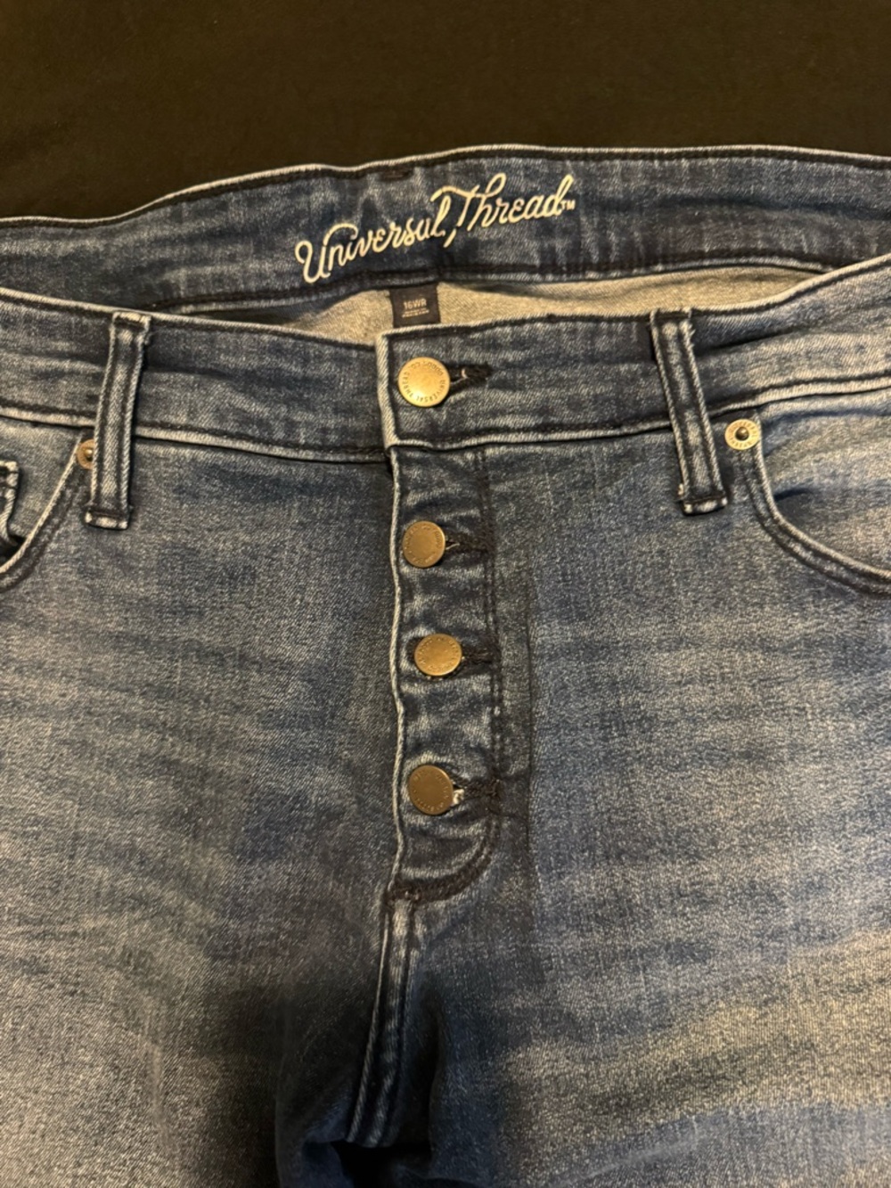 Universal Thread Women's Dark Blue High-Rise Button-Fly Jeans